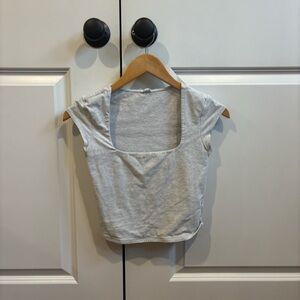 Garage Light Gray Square Neck Crop Top